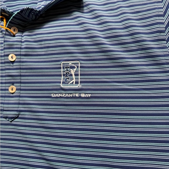 Peter Millar Summer Comfort Crown Men's Blue Striped Polo Shirt NEW - Picture 2 of 10